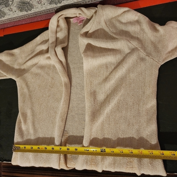 Lilly Pulitzer Tatum Long Fringe Hem Shimmer Open Cardigan Size S - Picture 13 of 13